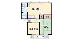 アーバンハイツ梶原C棟 2LDKの間取図画像