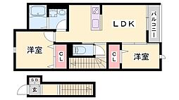 アイメゾンライブ 2DKの間取図画像