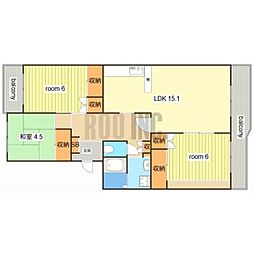 関西電力(株)西飾磨社宅B棟 3LDKの間取図画像