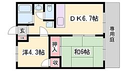サンシティイシザワ 2DKの間取図画像