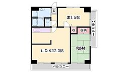 ハッピーライフフジ 2LDKの間取図画像