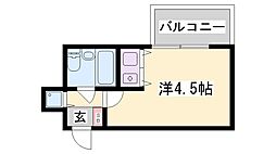 朝日プラザサウスコア姫路 ワンルームの間取図画像