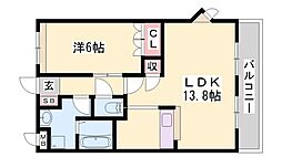 ミッキーガーデン壱番館 1LDKの間取図画像