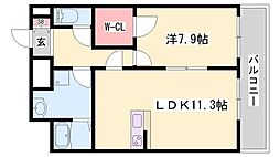 キャピタルアイ姫路 1LDKの間取図画像