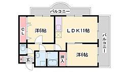 アルコ・ラ・カーサ佃町 2LDKの間取図画像
