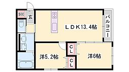 Kレジデンス御旅 2LDKの間取図画像