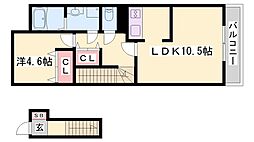 花水木 1LDKの間取図画像