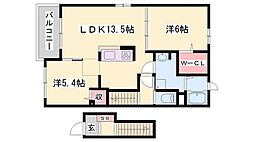 ビオラ堂本 2LDKの間取図画像