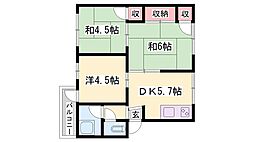 シーサ野里1 3Kの間取図画像