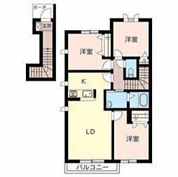 ファミール桜B 3LDKの間取図画像