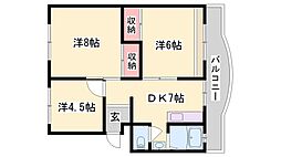 溝口ハイツ 3DKの間取図画像