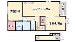 ヌーベル・ヴァンA 2LDKの間取図画像