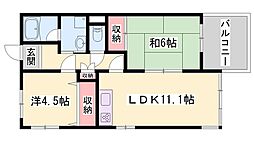リッチウォーク城の東 2LDKの間取図画像