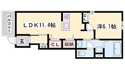 エスペランサ中仁野4 1LDKの間取図画像