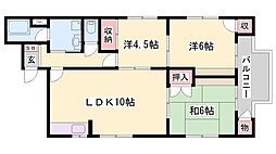 垣根マンション 3LDKの間取図画像