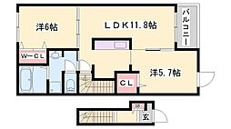 グランフィオーレB 2LDKの間取図画像