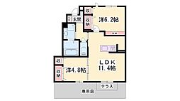 サニーコート加佐弐番館 2LDKの間取図画像