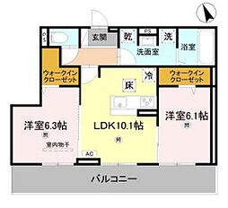 (仮称)D-ROOM北条1丁目PJ 2LDKの間取図画像