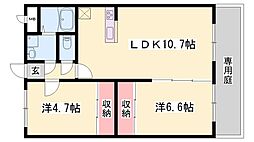リバーサイド兼田 2LDKの間取図画像