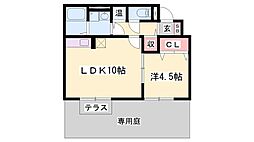メゾン西中島 1LDKの間取図画像