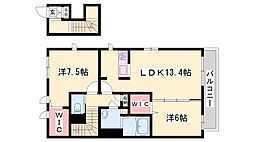 テネラメンテB 2LDKの間取図画像