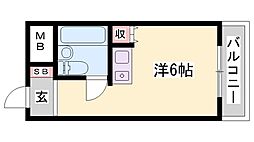 デアリックス広畑 ワンルームの間取図画像