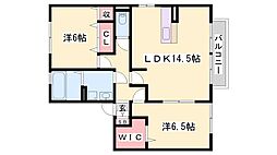 シャルマンドミールB 2LDKの間取図画像