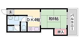 プレジデントふくなが 1DKの間取図画像