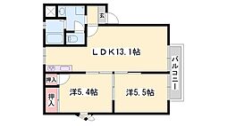 JAハイツ三快 2LDKの間取図画像