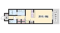 ポーシェガーデン3 ワンルームの間取図画像