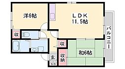 第3山下ハイツ 2LDKの間取図画像