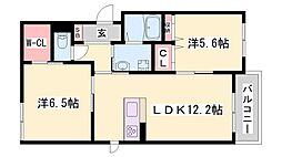 プレジール 2LDKの間取図画像