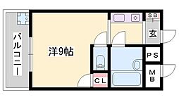 セピア51 1Kの間取図画像