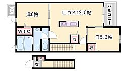 テイルウィンド 2LDKの間取図画像