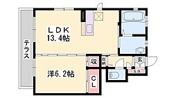 メサ・ヴェルデ 1LDKの間取図画像