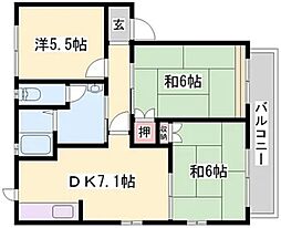 セファミ小野A棟 3DKの間取図画像