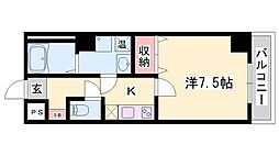 レジデンスM姫路 1Kの間取図画像