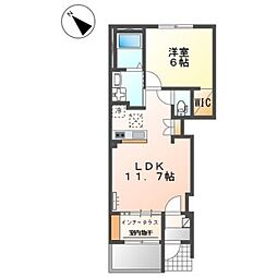 コントレイル 1DKの間取図画像
