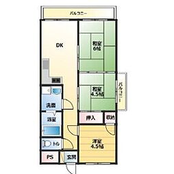リープラス滝野社 3DKの間取図画像