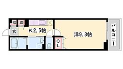 ソレイユ・北野 1Kの間取図画像
