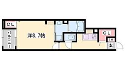 プランドールシャトー ワンルームの間取図画像