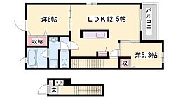 エスペランサ香寺2 2LDKの間取図画像