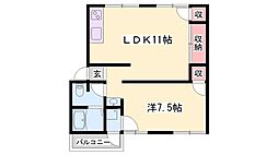 シーサ野里2 1LDKの間取図画像