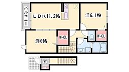 ミルフィーユA 2LDKの間取図画像