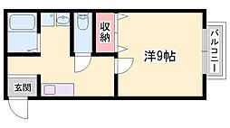 フォレストセブン 1Kの間取図画像