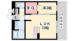 グレイシャス 1LDKの間取図画像
