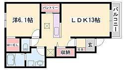 ヴァンベール城西1 1LDKの間取図画像