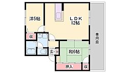 アシュモールB棟 2LDKの間取図画像