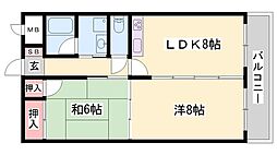 青山NKマンション 2LDKの間取図画像