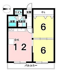 シティハイツ平岸 2DKの間取図画像
